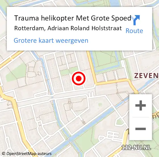 Locatie op kaart van de 112 melding: Trauma helikopter Met Grote Spoed Naar Rotterdam, Adriaan Roland Holststraat op 3 januari 2024 00:42