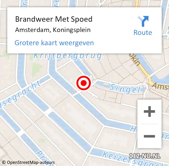 Locatie op kaart van de 112 melding: Brandweer Met Spoed Naar Amsterdam, Koningsplein op 3 januari 2024 00:43