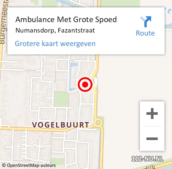 Locatie op kaart van de 112 melding: Ambulance Met Grote Spoed Naar Numansdorp, Fazantstraat op 3 januari 2024 01:05