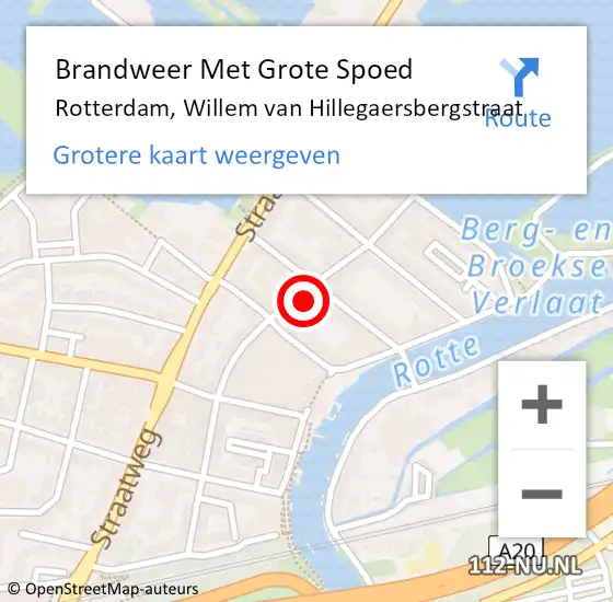 Locatie op kaart van de 112 melding: Brandweer Met Grote Spoed Naar Rotterdam, Willem van Hillegaersbergstraat op 3 januari 2024 01:22