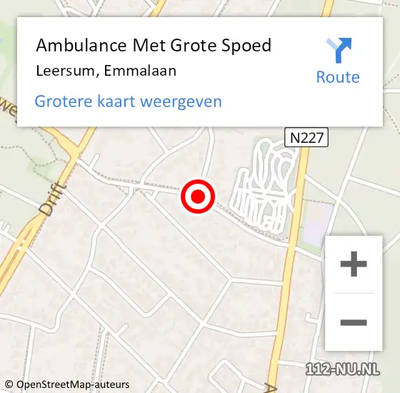 Locatie op kaart van de 112 melding: Ambulance Met Grote Spoed Naar Leersum, Emmalaan op 20 september 2014 19:03