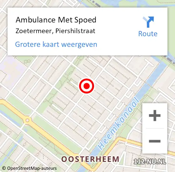 Locatie op kaart van de 112 melding: Ambulance Met Spoed Naar Zoetermeer, Piershilstraat op 3 januari 2024 02:21