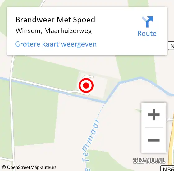 Locatie op kaart van de 112 melding: Brandweer Met Spoed Naar Winsum, Maarhuizerweg op 3 januari 2024 02:49