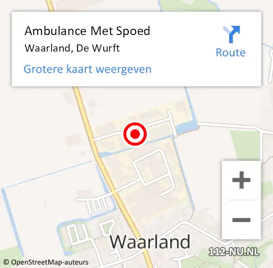 Locatie op kaart van de 112 melding: Ambulance Met Spoed Naar Waarland, De Wurft op 3 januari 2024 02:55
