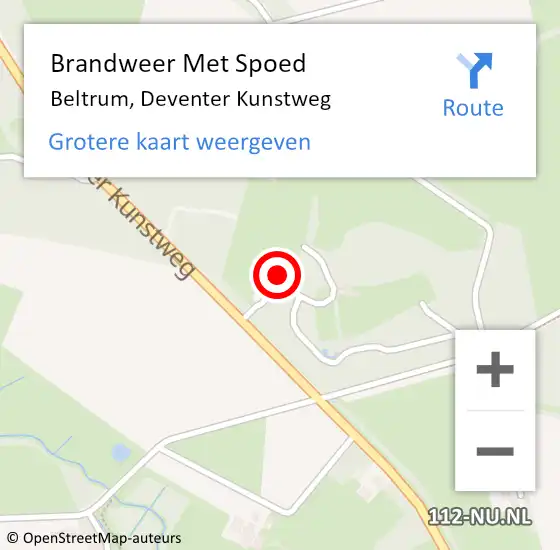 Locatie op kaart van de 112 melding: Brandweer Met Spoed Naar Beltrum, Deventer Kunstweg op 3 januari 2024 04:19