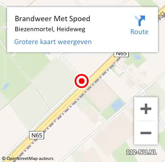 Locatie op kaart van de 112 melding: Brandweer Met Spoed Naar Biezenmortel, Heideweg op 3 januari 2024 05:32