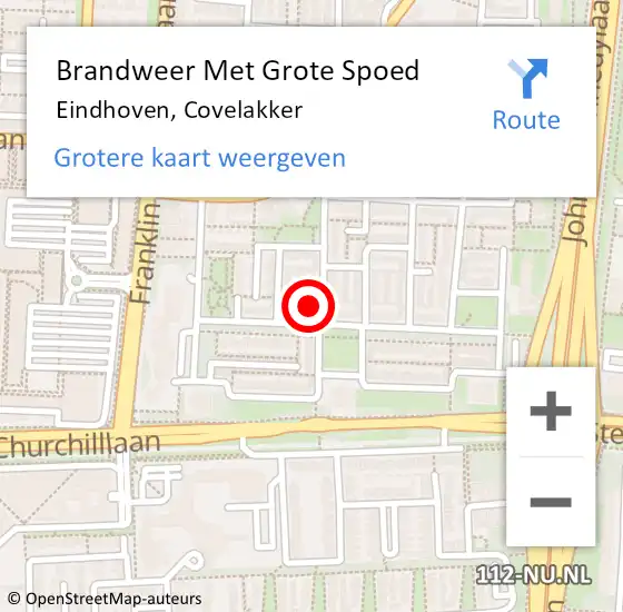 Locatie op kaart van de 112 melding: Brandweer Met Grote Spoed Naar Eindhoven, Covelakker op 3 januari 2024 05:58