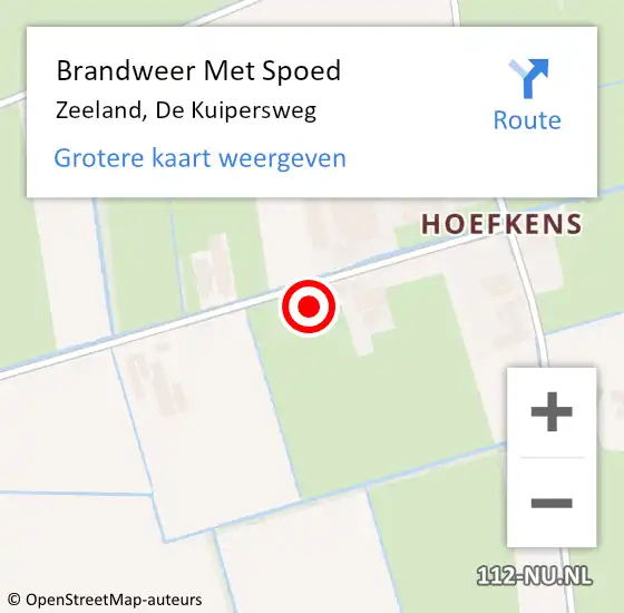 Locatie op kaart van de 112 melding: Brandweer Met Spoed Naar Zeeland, De Kuipersweg op 3 januari 2024 07:00