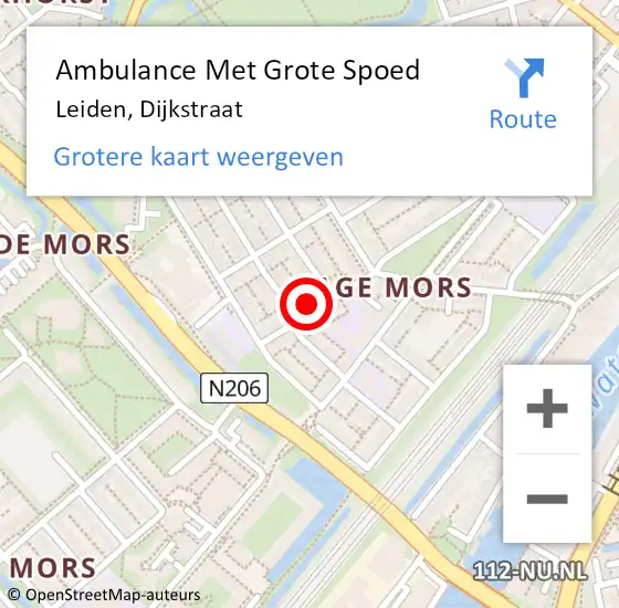 Locatie op kaart van de 112 melding: Ambulance Met Grote Spoed Naar Leiden, Dijkstraat op 3 januari 2024 07:02