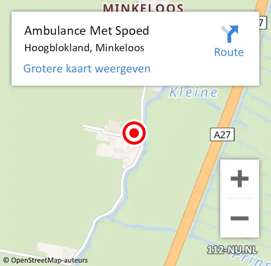 Locatie op kaart van de 112 melding: Ambulance Met Spoed Naar Hoogblokland, Minkeloos op 3 januari 2024 07:17