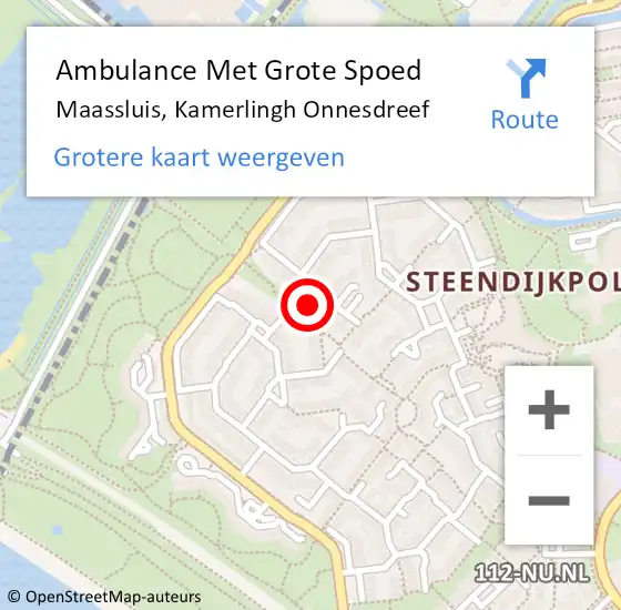 Locatie op kaart van de 112 melding: Ambulance Met Grote Spoed Naar Maassluis, Kamerlingh Onnesdreef op 3 januari 2024 07:22