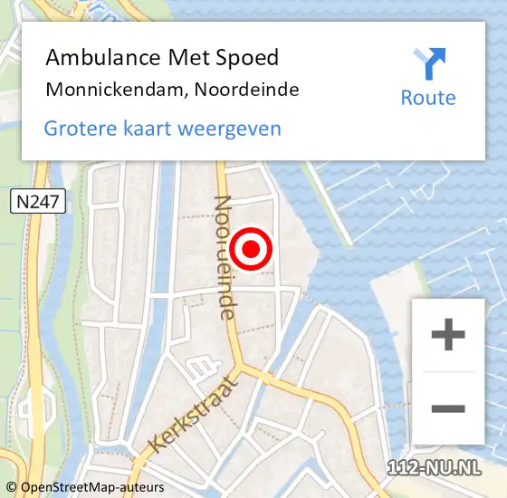 Locatie op kaart van de 112 melding: Ambulance Met Spoed Naar Monnickendam, Noordeinde op 3 januari 2024 07:37