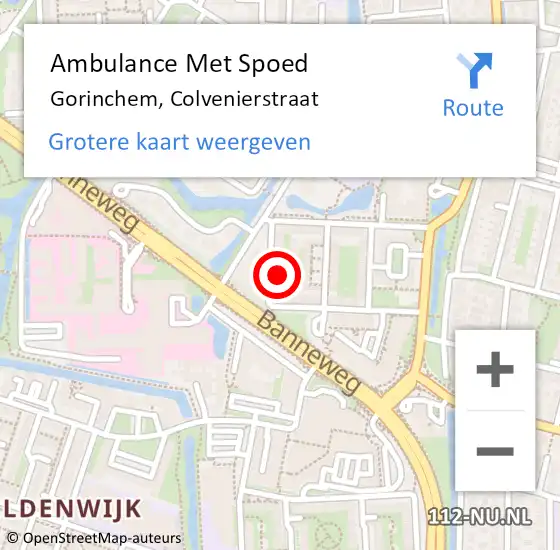 Locatie op kaart van de 112 melding: Ambulance Met Spoed Naar Gorinchem, Colvenierstraat op 3 januari 2024 08:20