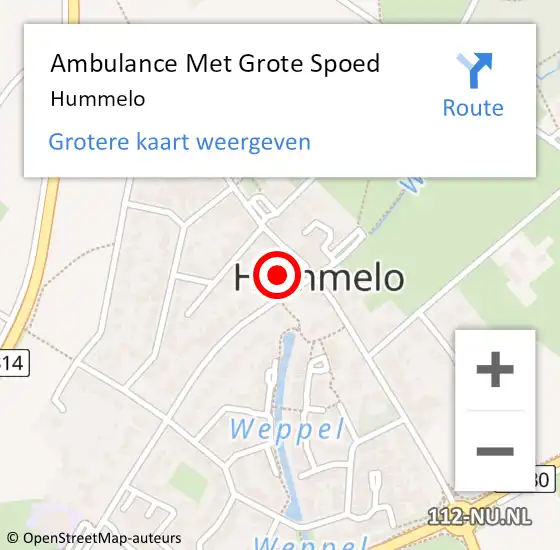 Locatie op kaart van de 112 melding: Ambulance Met Grote Spoed Naar Hummelo op 3 januari 2024 08:36