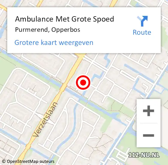 Locatie op kaart van de 112 melding: Ambulance Met Grote Spoed Naar Purmerend, Opperbos op 3 januari 2024 08:41