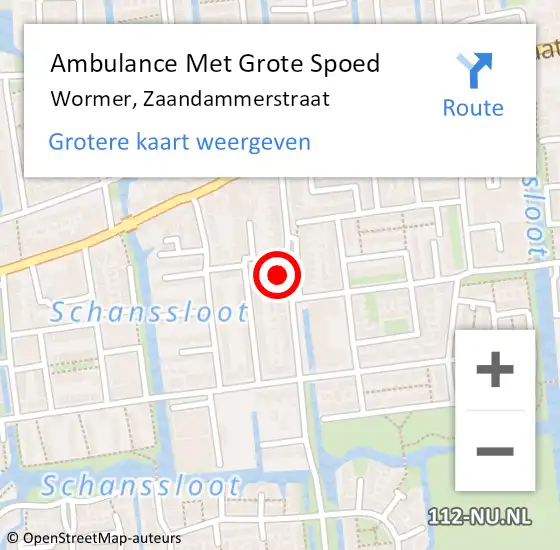 Locatie op kaart van de 112 melding: Ambulance Met Grote Spoed Naar Wormer, Zaandammerstraat op 3 januari 2024 08:48