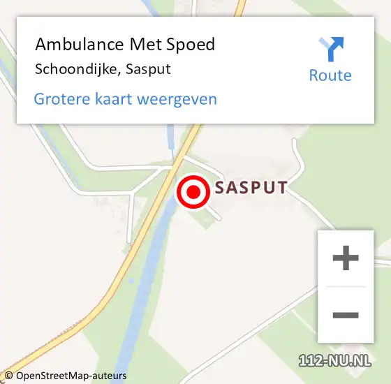 Locatie op kaart van de 112 melding: Ambulance Met Spoed Naar Schoondijke, Sasput op 20 september 2014 19:24