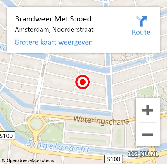 Locatie op kaart van de 112 melding: Brandweer Met Spoed Naar Amsterdam, Noorderstraat op 3 januari 2024 09:27