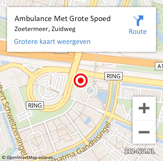 Locatie op kaart van de 112 melding: Ambulance Met Grote Spoed Naar Zoetermeer, Zuidweg op 3 januari 2024 09:50