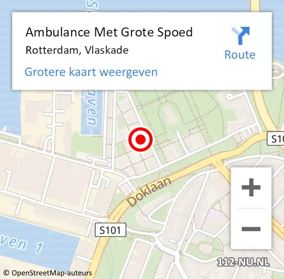 Locatie op kaart van de 112 melding: Ambulance Met Grote Spoed Naar Rotterdam, Vlaskade op 3 januari 2024 09:53