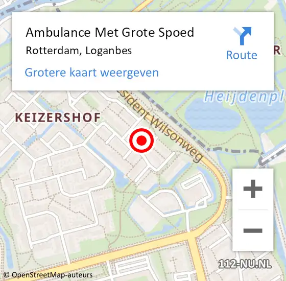 Locatie op kaart van de 112 melding: Ambulance Met Grote Spoed Naar Rotterdam, Loganbes op 3 januari 2024 09:54