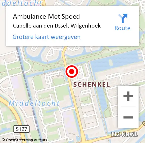 Locatie op kaart van de 112 melding: Ambulance Met Spoed Naar Capelle aan den IJssel, Wilgenhoek op 3 januari 2024 10:14