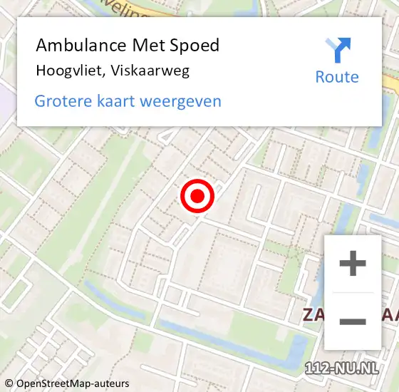 Locatie op kaart van de 112 melding: Ambulance Met Spoed Naar Hoogvliet, Viskaarweg op 3 januari 2024 10:16