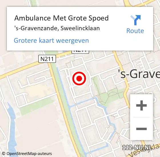 Locatie op kaart van de 112 melding: Ambulance Met Grote Spoed Naar 's-Gravenzande, Sweelincklaan op 3 januari 2024 11:01