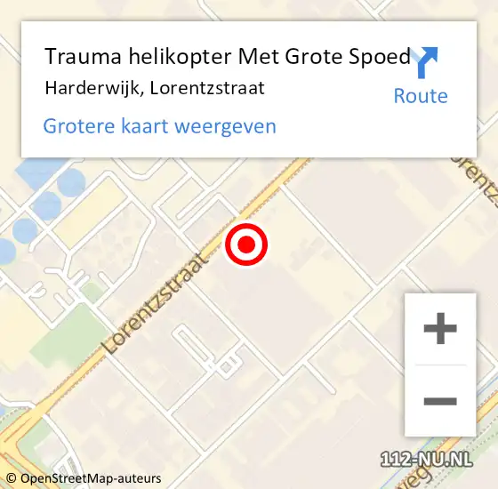 Locatie op kaart van de 112 melding: Trauma helikopter Met Grote Spoed Naar Harderwijk, Lorentzstraat op 3 januari 2024 11:10