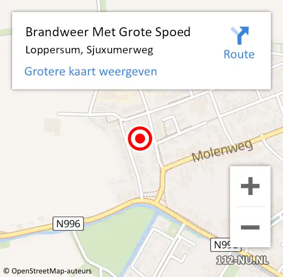 Locatie op kaart van de 112 melding: Brandweer Met Grote Spoed Naar Loppersum, Sjuxumerweg op 3 januari 2024 11:15
