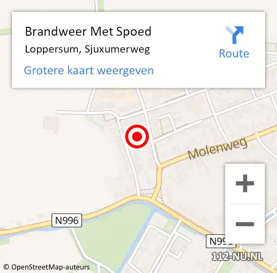 Locatie op kaart van de 112 melding: Brandweer Met Spoed Naar Loppersum, Sjuxumerweg op 3 januari 2024 11:28