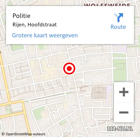Locatie op kaart van de 112 melding: Politie Rijen, Hoofdstraat op 3 januari 2024 11:39