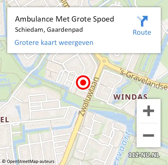 Locatie op kaart van de 112 melding: Ambulance Met Grote Spoed Naar Schiedam, Gaardenpad op 3 januari 2024 11:49
