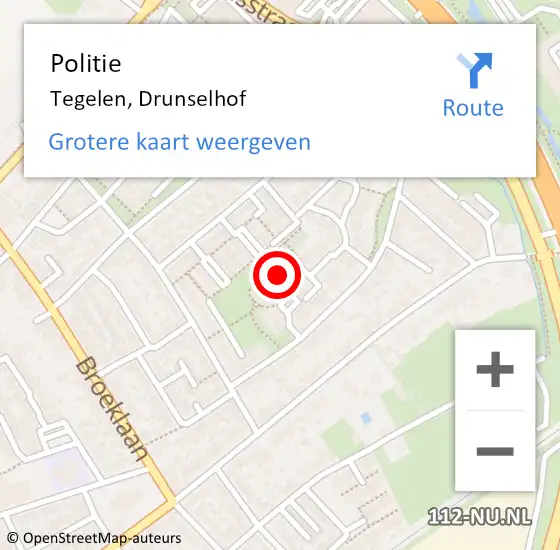 Locatie op kaart van de 112 melding: Politie Tegelen, Drunselhof op 3 januari 2024 11:54