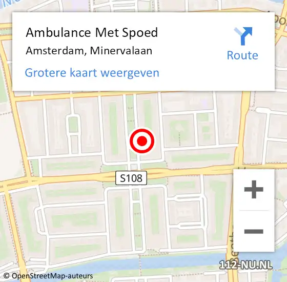 Locatie op kaart van de 112 melding: Ambulance Met Spoed Naar Amsterdam, Minervalaan op 3 januari 2024 12:04