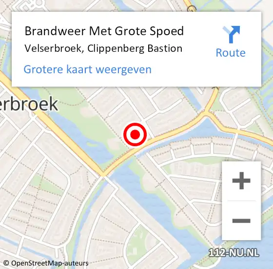 Locatie op kaart van de 112 melding: Brandweer Met Grote Spoed Naar Velserbroek, Clippenberg Bastion op 3 januari 2024 12:23