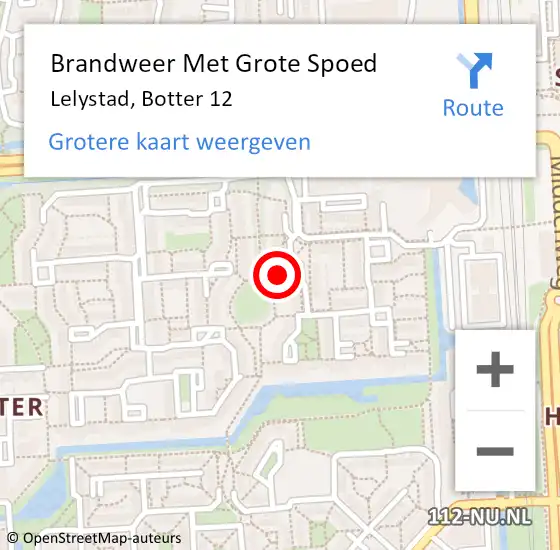 Locatie op kaart van de 112 melding: Brandweer Met Grote Spoed Naar Lelystad, Botter 12 op 3 januari 2024 12:37