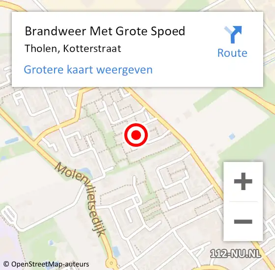 Locatie op kaart van de 112 melding: Brandweer Met Grote Spoed Naar Tholen, Kotterstraat op 3 januari 2024 12:51