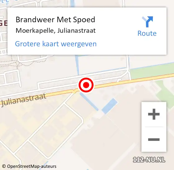 Locatie op kaart van de 112 melding: Brandweer Met Spoed Naar Moerkapelle, Julianastraat op 3 januari 2024 13:00