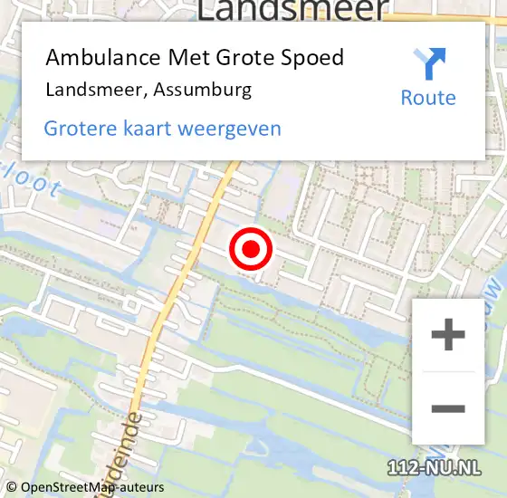 Locatie op kaart van de 112 melding: Ambulance Met Grote Spoed Naar Landsmeer, Assumburg op 3 januari 2024 13:07