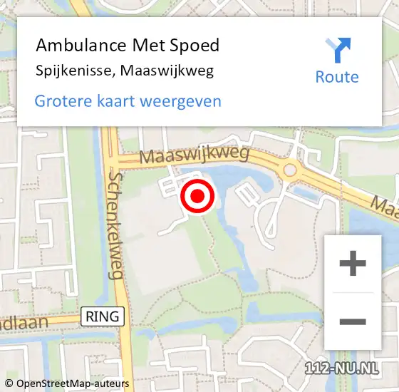 Locatie op kaart van de 112 melding: Ambulance Met Spoed Naar Spijkenisse, Maaswijkweg op 3 januari 2024 13:13