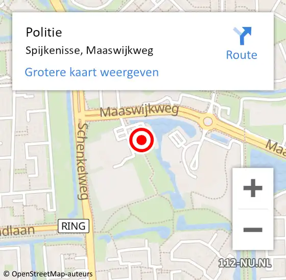 Locatie op kaart van de 112 melding: Politie Spijkenisse, Maaswijkweg op 3 januari 2024 13:13