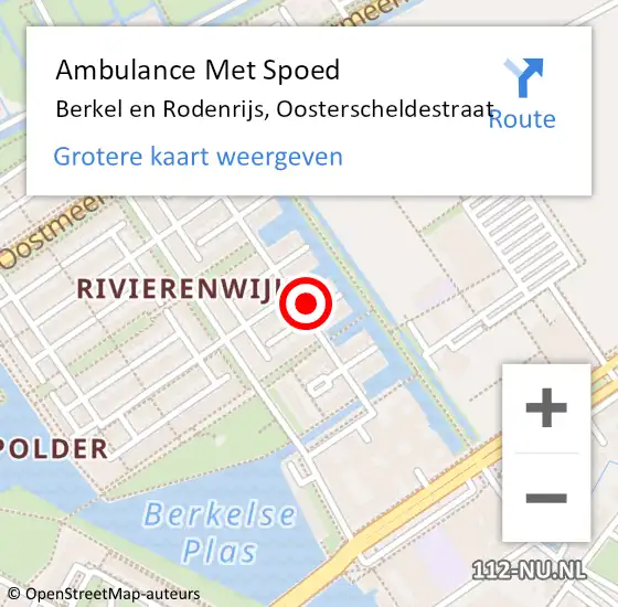 Locatie op kaart van de 112 melding: Ambulance Met Spoed Naar Berkel en Rodenrijs, Oosterscheldestraat op 3 januari 2024 13:14