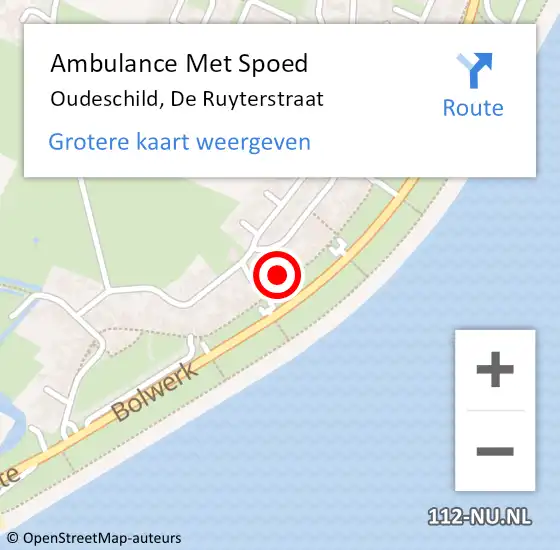 Locatie op kaart van de 112 melding: Ambulance Met Spoed Naar Oudeschild, De Ruyterstraat op 3 januari 2024 13:35