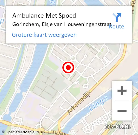 Locatie op kaart van de 112 melding: Ambulance Met Spoed Naar Gorinchem, Elsje van Houweningenstraat op 3 januari 2024 13:44