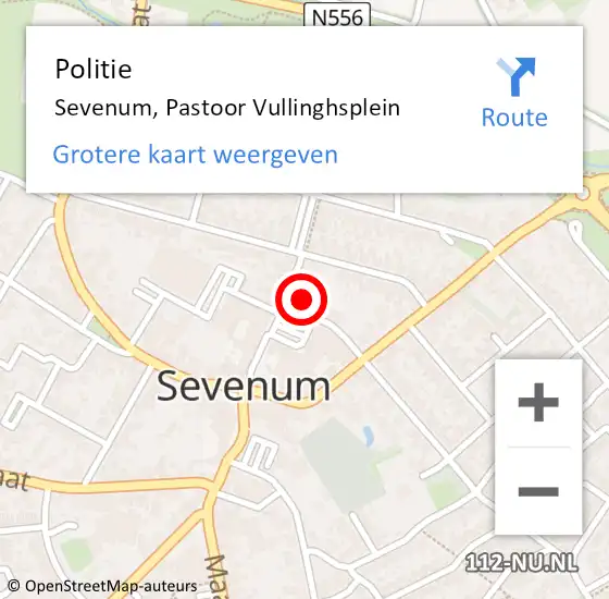 Locatie op kaart van de 112 melding: Politie Sevenum, Pastoor Vullinghsplein op 3 januari 2024 13:54