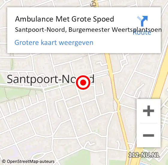 Locatie op kaart van de 112 melding: Ambulance Met Grote Spoed Naar Santpoort-Noord, Burgemeester Weertsplantsoen op 3 januari 2024 13:56