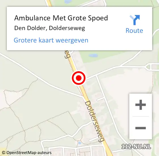 Locatie op kaart van de 112 melding: Ambulance Met Grote Spoed Naar Den Dolder, Dolderseweg op 20 september 2014 20:10