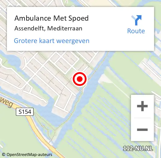 Locatie op kaart van de 112 melding: Ambulance Met Spoed Naar Assendelft, Mediterraan op 3 januari 2024 13:58