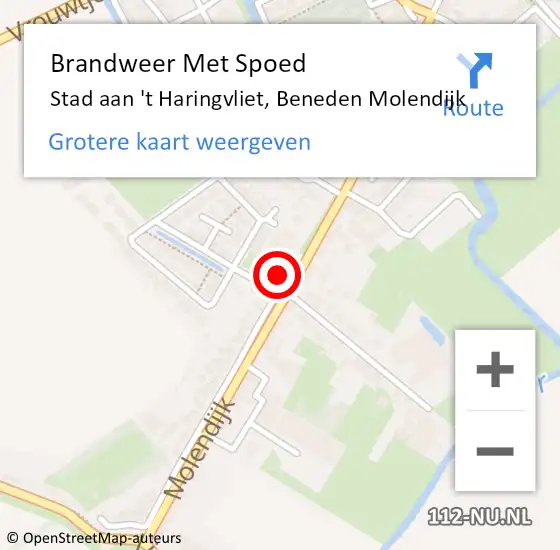 Locatie op kaart van de 112 melding: Brandweer Met Spoed Naar Stad aan 't Haringvliet, Beneden Molendijk op 3 januari 2024 13:59